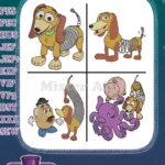 Disney Pixar Toy Story Slinky Dog Mr Potato Head Alien Toys Character Group Collection - Filled Embroidery Design - Instant Download