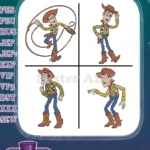 Disney Pixar Toy Story Woody Cowboy Doll With Lasso Pointing Action Poses - Filled Embroidery Design - Instant Download
