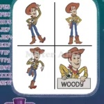 Disney Pixar Toy Story Woody Pull String Doll Waving Close Up Name Badge Designs - Filled Embroidery Design - Instant Download