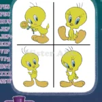 Looney Tunes Tweety Bird Yellow Canary Various Cute Poses Sweet Birdie Designs - Filled Embroidery Design - Instant Download