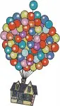 Disney Pixar Up Russell Wilderness Explorer Flying House Balloons Kevin Bird - Filled Embroidery Design - 8767