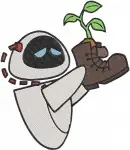Wall E Robot Eve Holding Plant In Boot And Various Expressive Poses - Filled Embroidery Design - 8802