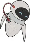 Wall E Robot Eve Holding Plant In Boot And Various Expressive Poses - Filled Embroidery Design - 8803