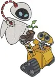 Wall E Robot With Fire Extinguisher Christmas Lights And Various Cute Poses - Filled Embroidery Design - 8821