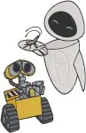 Wall E And Eve Robots Various Interactions And Posing Together Scenes - Filled Embroidery Design - 8822