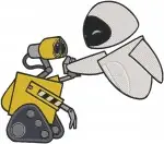 Wall E And Eve Robots More Interactions Hand Holding And With Laptop Screen - Filled Embroidery Design - 8827
