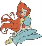 Winx Club Bloom Fairy Various Outfits Sitting On Rock And Magical Action Poses - Filled Embroidery Design - 8834