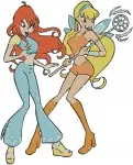 Winx Club Bloom Stella And Flora Fairies Group And Individual Character - Filled Embroidery Design - 8841