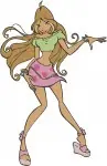 Winx Club Flora Fairy Of Nature And Tecna Fairy Of Technology Magical Poses - Filled Embroidery Design - 8849