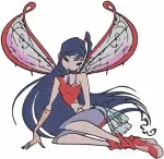 Winx Club Flora Nature Tecna Technology And Musa Music Fairy Character Poses - Filled Embroidery Design - 8860