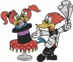 Woody Woodpecker Classic Coon Character Various Poses Magic Hat And In Car - Filled Embroidery Design - 8879