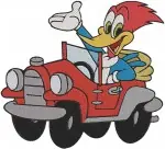 Woody Woodpecker Classic Coon Character Various Poses Magic Hat And In Car - Filled Embroidery Design - 8880