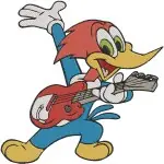 Woody Woodpecker Classic Coon Character Various Poses Magic Hat And In Car - Filled Embroidery Design - 8882
