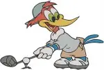 Woody Woodpecker Playing Golf And Soccer Action Poses And Logo Character - Filled Embroidery Design - 8885