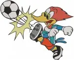 Woody Woodpecker Playing Golf And Soccer Action Poses And Logo Character - Filled Embroidery Design - 8886