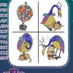 Disney Pixar Up Russell Wilderness Explorer Flying House Balloons Kevin Bird - Filled Embroidery Design - Instant Download