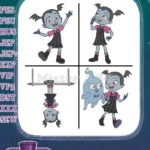 Disney Junior Vampirina Vee Hauntley Bat Form Trapeze Demi Ghost Performing - Filled Embroidery Design - Instant Download