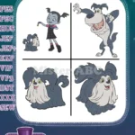 Vampirina With Wolfie The Dog And Demi The Ghost Various Character Poses - Filled Embroidery Design - Instant Download