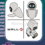 Wall E Movie Logo And Robots Eve Outline And Wall E Waste Allocation Robot - Filled Embroidery Design - Instant Download