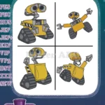 Wall E Waste Allocation Load Lifter Eh Class Robot Various Poses And Views - Filled Embroidery Design - Instant Download