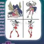 Winx Club Musa Fairy Of Music And Tecna Fairy Of Technology Various Forms - Filled Embroidery Design - Instant Download