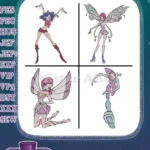 Winx Club Tecna Fairy Of Technology Various Digital And Futuristic Fairy Forms - Filled Embroidery Design - Instant Download