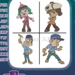 Wreck It Ralph Vanellope Taffyta Fix It Felix Jr And Sour Bill Characters - Filled Embroidery Design - Instant Download