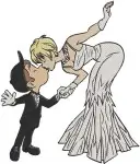 Wreck It Ralph - Ralph With Broken Bed And Sergeant Calhoun And Fix It Felix Jr Wedding - Disney Movie Scenes - Filled Embroidery Design - 8928