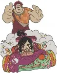 Wreck It Ralph And Vanellope With Sugar Rush Racers Group - Taffyta Candlehead - Disney Game Friends - Filled Embroidery Design - 8931
