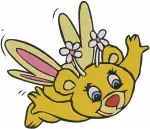 Popples Style Coon Characters - Yellow And Orange Poom Popples With Bunny Ears And Flowers - Cute Retro Pals - Filled Embroidery Design - 8941