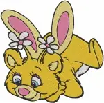 Popples Style Coon Characters - Yellow And Orange Poom Popples With Bunny Ears And Flowers - Cute Retro Pals - Filled Embroidery Design - 8942