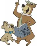 Yogi Bear Show - Yogi Bear And Boo Boo Bear With Birdhouse And Ballet Dancing - Jellystone Park Antics - Filled Embroidery Design - 8970