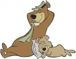 Yogi Bear Show - Yogi Bear And Boo Boo Bear With Birdhouse And Ballet Dancing - Jellystone Park Antics - Filled Embroidery Design - 8971