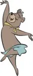 Yogi Bear Show - Yogi Bear And Boo Boo Bear With Birdhouse And Ballet Dancing - Jellystone Park Antics - Filled Embroidery Design - 8973