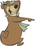 Yogi Bear Show - Yogi Bear In Hula Skirt And Lei - Dancing Bear From Jellystone Park - Hanna Barbera Character - Filled Embroidery Design - 8974