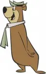 Yogi Bear Show - Yogi Bear In Hula Skirt And Lei - Dancing Bear From Jellystone Park - Hanna Barbera Character - Filled Embroidery Design - 8975