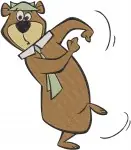 Yogi Bear Show - Yogi Bear In Hula Skirt And Lei - Dancing Bear From Jellystone Park - Hanna Barbera Character - Filled Embroidery Design - 8977