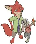 Zootopia - Nick Wilde And Judy Hopps On Duty - Mayor Leodore Lionhe At Podium - Disney City Officials - Filled Embroidery Design - 8998