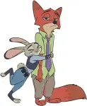 Zootopia - Nick Wilde And Judy Hopps On Duty - Mayor Leodore Lionhe At Podium - Disney City Officials - Filled Embroidery Design - 8999