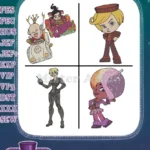 Wreck It Ralph King Candy Sergeant Calhoun Vanellope And Taffyta Muttonfudge - Filled Embroidery Design - Instant Download