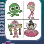 Wreck It Ralph Sugar Rush Racers Vanellope Taffyta Candlehead And Gloomy Glob - Filled Embroidery Design - Instant Download