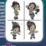 Wreck It Ralph Vanellope Von Schweetz Glitch Racer Various Action Poses - Filled Embroidery Design - Instant Download