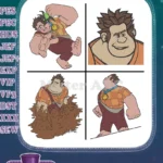 Wreck It Ralph - Ralph The Strong Man In Various Action And Funny Poses - Disney Arcade Hero Character - Filled Embroidery Design - Instant Download