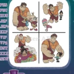 Wreck It Ralph And Vanellope With Sugar Rush Racers Group - Taffyta Candlehead - Disney Game Friends - Filled Embroidery Design - Instant Download