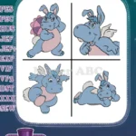 The Wuzzles Style Hybrid Animals - Hoppopotamus Hippo Rabbit And Rhinokey Rhino Monkey - Classic Coon Friends - Filled Embroidery Design - Instant Download