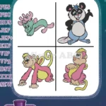 The Wuzzles Style Hybrid Animals - Moosel Bumblelion Hoppopotamus Panda Creature - Retro Coon Character Group - Filled Embroidery Design - Instant Download