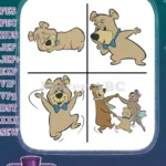 Yogi Bear Show - Yogi Bear Sleeping And Dancing - Boo Boo Bear Sidekick - Hanna Barbera Classic Coon - Filled Embroidery Design - Instant Download