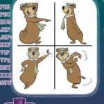 Yogi Bear Show - Yogi Bear In Hula Skirt And Lei - Dancing Bear From Jellystone Park - Hanna Barbera Character - Filled Embroidery Design - Instant Download