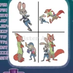 Zootopia - Judy Hopps And Nick Wilde Pners - Judy With Parents Stu And Bonnie Hopps - Disney Family And Friends - Filled Embroidery Design - Instant Download
