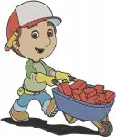 Handy Manny And Tools - Manny With Wheelbarrow And Tire - Felipe Screwdriver - Preschool Fix It - Filled Embroidery Design - 3214